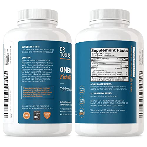Dr. Tobias Omega-3 Fish Oil, Triple Strength, Supports Brain & Heart Health, 2000 mg Dr. Tobias buy supplements canada