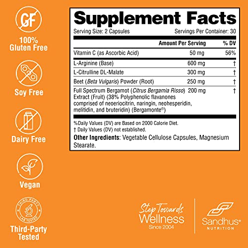Sandhu's L-Arginine with Nitric Oxide Precursor | Made in The USA| 30 Days Supply Sandhu's buy supplements canada