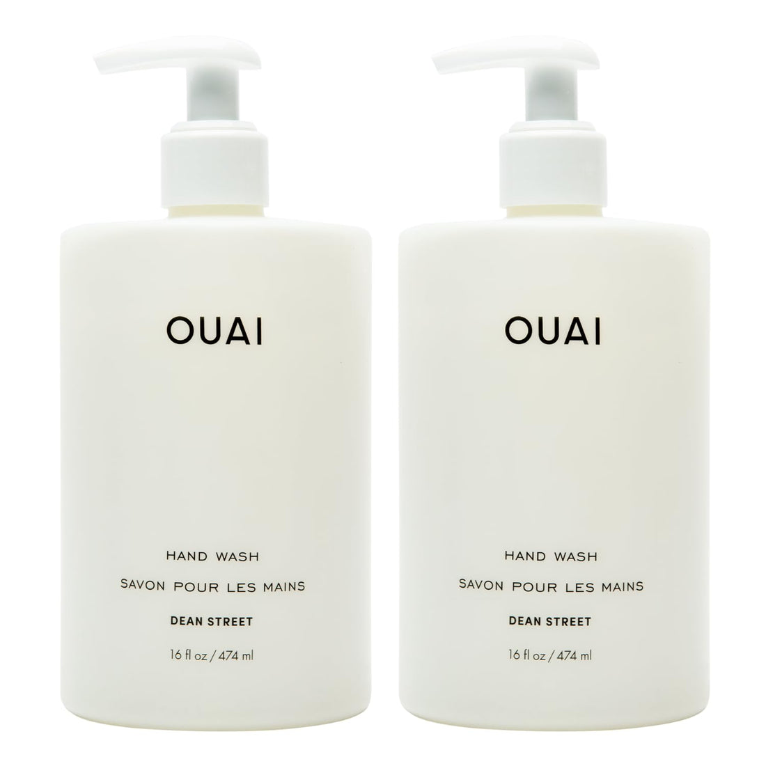 OUAI Hand Wash Full Size, Dean Street - Liquid Hand Soap with Jojoba, Avocado, & Rose Hip Oil for Replenished Skin - Gentle Exfoliating Kitchen & Bathroom Soap - (2 Pack, 16 Fl Oz Each) OUAI buy supplements canada