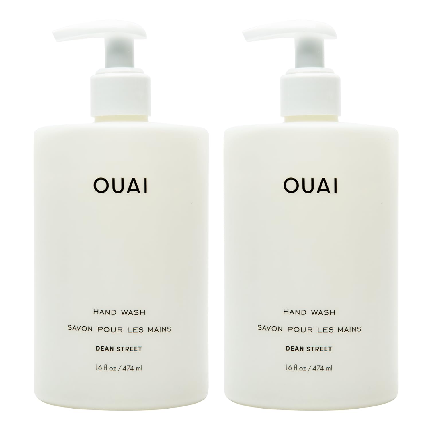 OUAI Hand Wash Full Size, Dean Street - Liquid Hand Soap with Jojoba, Avocado, & Rose Hip Oil for Replenished Skin - Gentle Exfoliating Kitchen & Bathroom Soap - (2 Pack, 16 Fl Oz Each) OUAI buy supplements canada