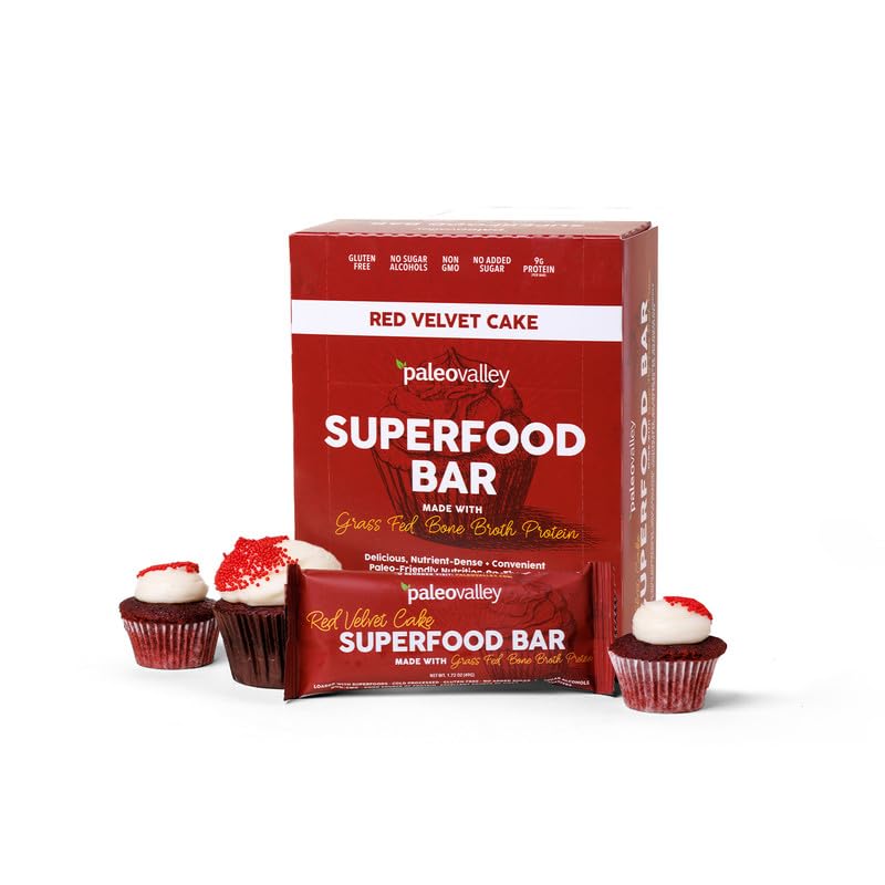 Paleovalley Superfood Bars – Red Velvet– 10 Pack – 9g Protein per Bar – Gluten-Free, Grain-Free, Paleo, Non-GMO – On-the-Go Snack Paleovalley buy supplements canada