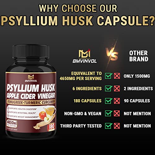 BMVINVOL Psyllium Husk Fiber Supplement 4650mg - Apple Cider Vinegar, Fenugreek BMVINVOL buy supplements canada