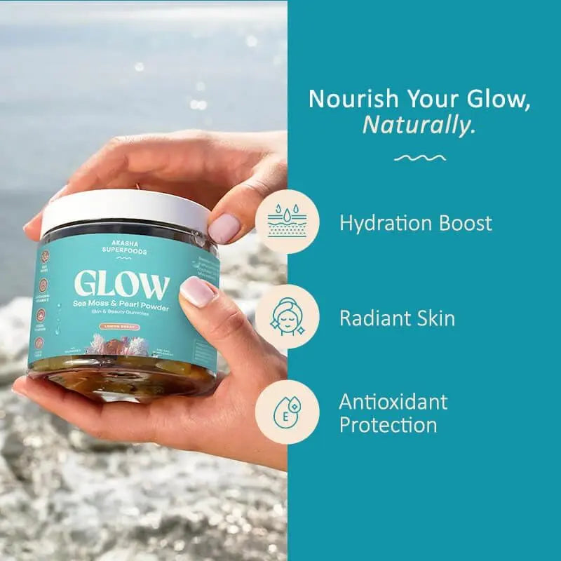 Akasha Superfoods Sea Moss Glow Gummies, Hair, Skin & Nails Vitamins with Seamoss, Pearl Powder, Vitamin E, Aloe Vera, Liposomal Vitamin C Akasha Superfoods buy supplements canada