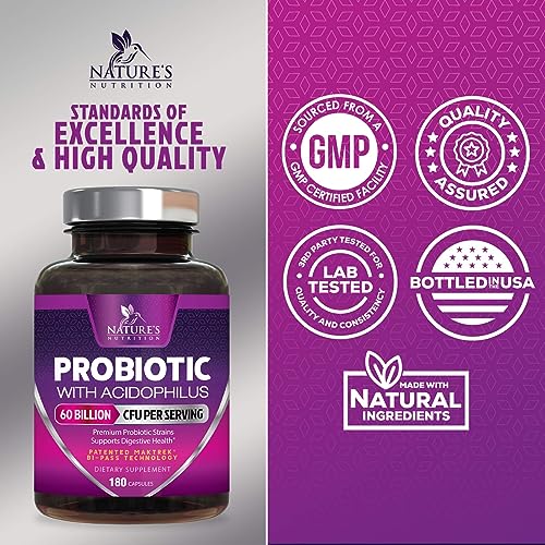 Probiotics, 60 Billion CFU per Serving, Probiotic with Prebiotics for Digestive & Immune Health Nature's Nutrition buy supplements canada