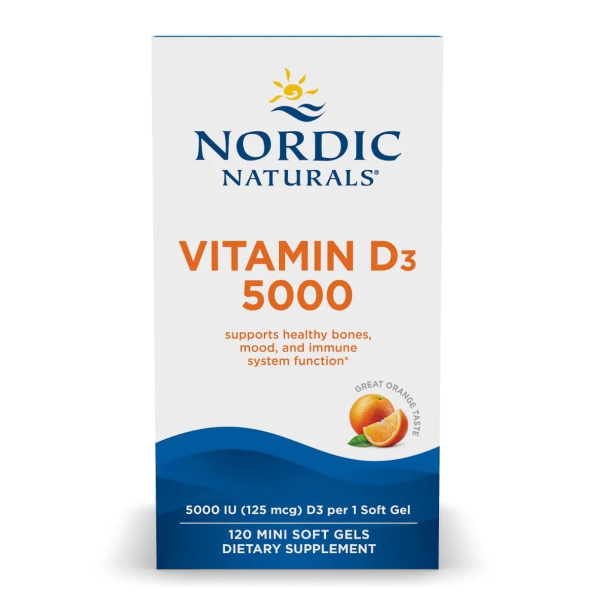 Nordic Naturals Vitamin D3 5000, Orange - 120 Mini Soft Gels - 5000 IU Vitamin D3 - Supports Healthy Bones, Mood & Immune System Function - Non-GMO - 120 Servings Nordic Naturals buy supplements canada
