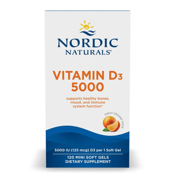 Nordic Naturals Vitamin D3 5000, Orange - 120 Mini Soft Gels - 5000 IU Vitamin D3 - Supports Healthy Bones, Mood & Immune System Function - Non-GMO - 120 Servings Nordic Naturals buy supplements canada