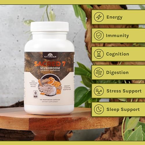Naturealm Sacred 7 Mushroom Extract Capsules - Chaga, Cordyceps, Lion's Mane Naturealm buy supplements canada