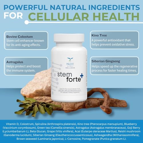 NuVi Global Stemforte Plus Stem Cell and Telomere Supplements – Cell Regeneration, Cell Growth & Telomere Support for Healthy Aging & Cellular Health – 90 Capsules for Men & Women NuVi Global buy supplements canada