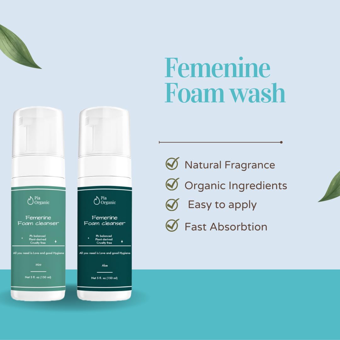 Pia Organic Mint Feminine Foam Cleanser Organic wormwood/olive leaf, Foaming PH Balance Feminine Wash Pia Organic buy supplements canada