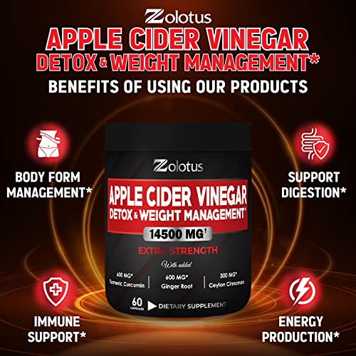Zolotus 14x Strength Apple Cider Vinegar Capsules, Equivalent to 14500mg, with Turmeric Zolotus buy supplements canada