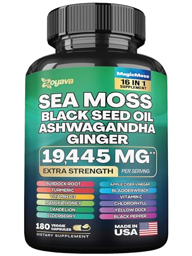 Sea Moss 7000mg Black Seed Oil 4000mg Ashwagandha 2000mg Turmeric 2000mg Zoyava buy supplements canada