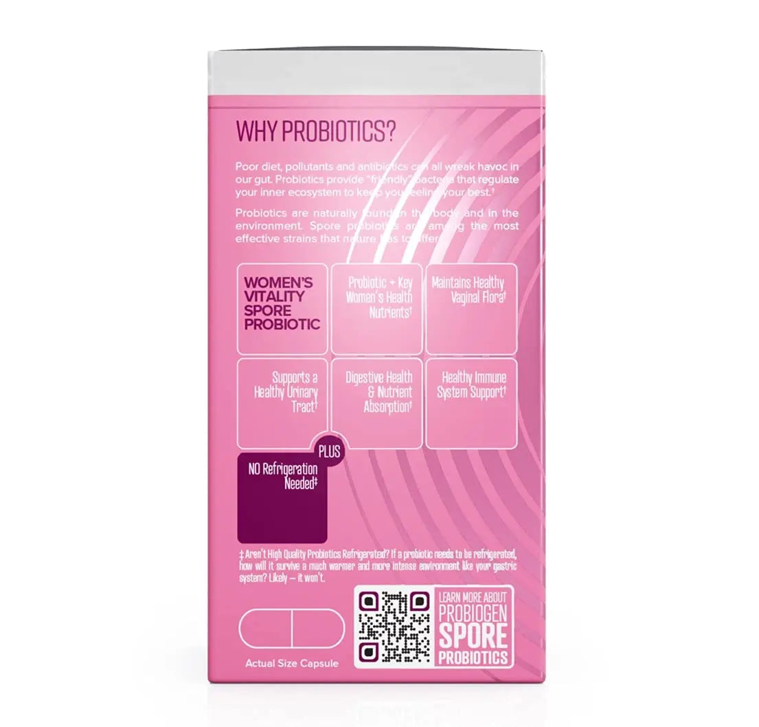 Women’s Daily Probiotic Supplement – Vitality Probiotic with Smart Spore Technology, Lactobacillus Cultures, Gut & Vaginal Health Support, Gluten-Free, Non-GMO - 60 Capsules Probiogen buy supplements canada