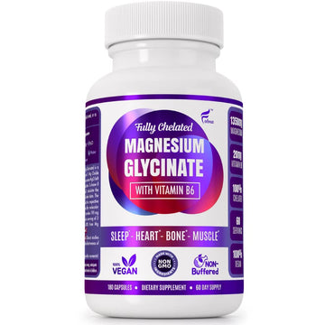 Folona Magnesium Glycinate with Vitamin B6 Research Proven to Enhance Absorption, 1350mg Fully Chelated - Supports Sleep, Stress Relief, Energy, Muscle Cramps - Gluten Free, NonGMO, 180 Vegan Capsules FOLONA buy supplements canada