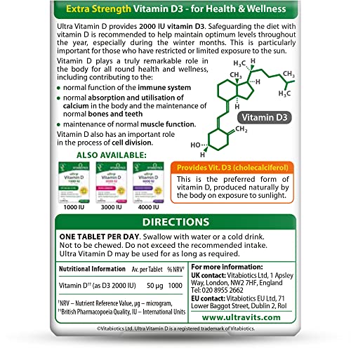 Vitabiotics Ultra Vitamin D Tablets 2000IU Extra Strength - 96 Count ( Pack of 1) Vitabiotics Ultra buy supplements canada