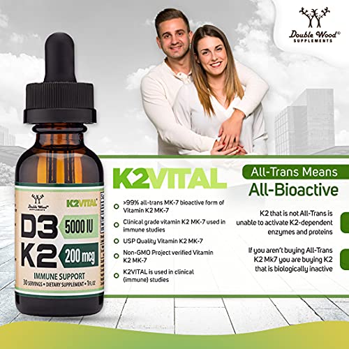Vitamin D3 K2 5,000 IU Liquid Drops (5,000 IU of D3 and 200mcg of 99.9% All-Trans Double Wood Supplements buy supplements canada
