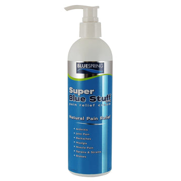 Super Blue Stuff OTC 12-oz. Pump Bottle - Natural, Made in USA, Paraben-free, Works in As Little As 5 Minutes for Joint/Muscle Pain, Backaches, Sprains/Strains, Bruises & Arthritis by Blue Spring Blue Spring buy supplements canada
