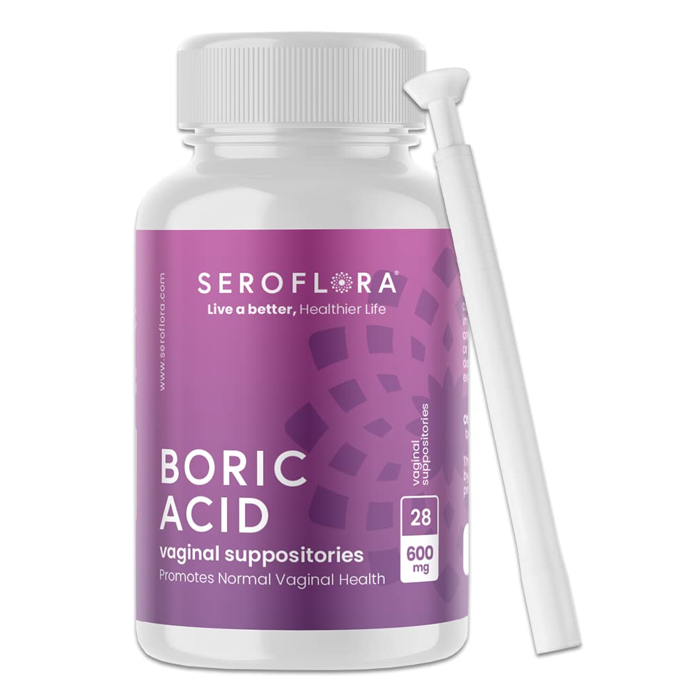 Seroflora Boric Acid Vaginal Suppositories for Women + 1 Suppository Applicator - Helps Support Vaginal Odor pH Balance, Yeast Infection and Bacterial Vaginosis Seroflora buy supplements canada