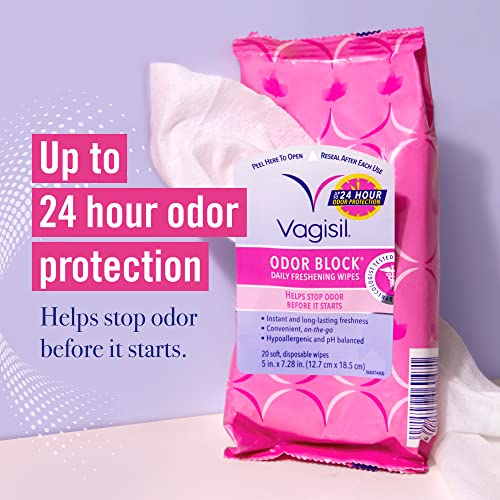 Vagisil Odor Block Daily Freshening Wipes for Feminine Hygiene in Resealable Pouch Vagisil buy supplements canada