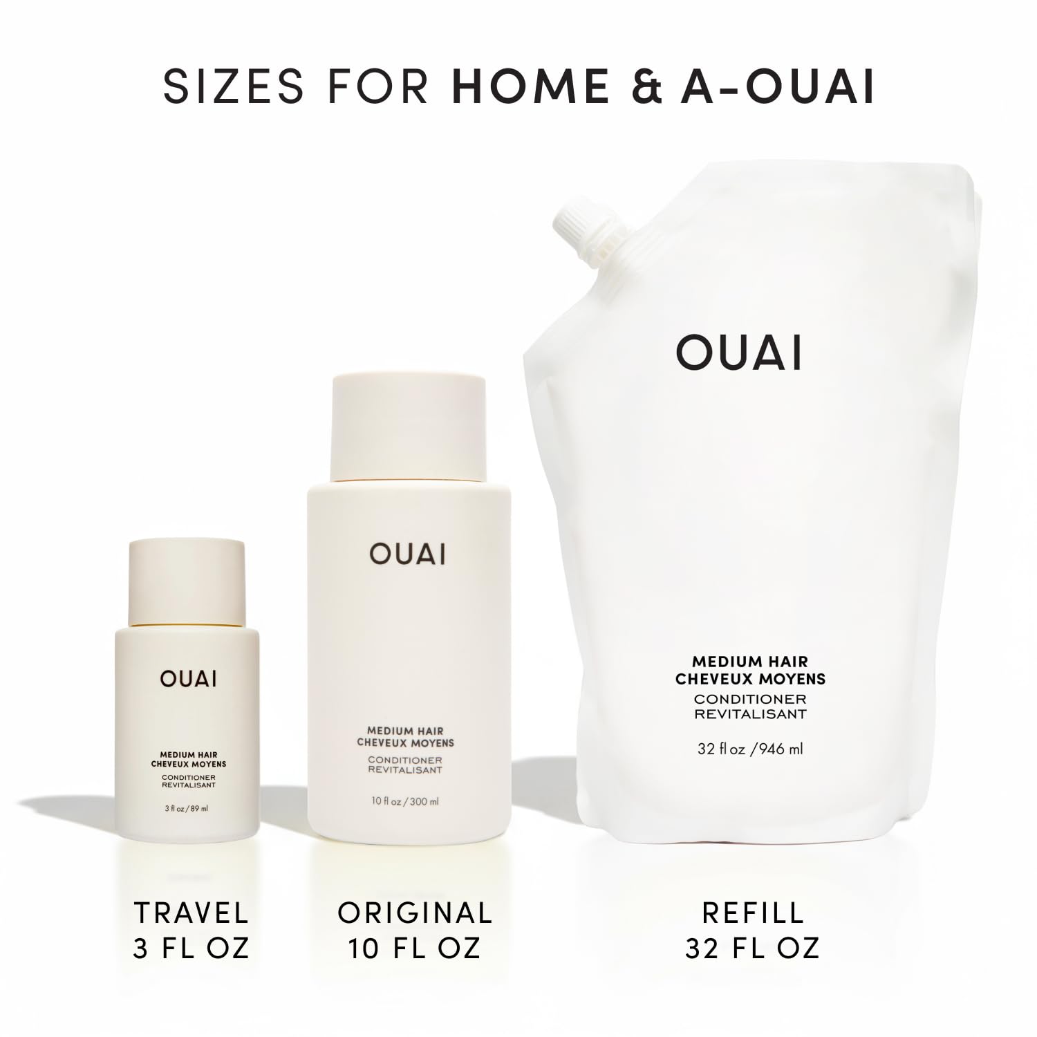 OUAI Medium Conditioner Refill - Hydrating Hair Conditioner with Coconut Oil, Babassu Oil, and Keratin - Strengthens, Repairs and Adds Shine - Paraben and Phthalate Free Hair Care Products (32 Oz) OUAI buy supplements canada