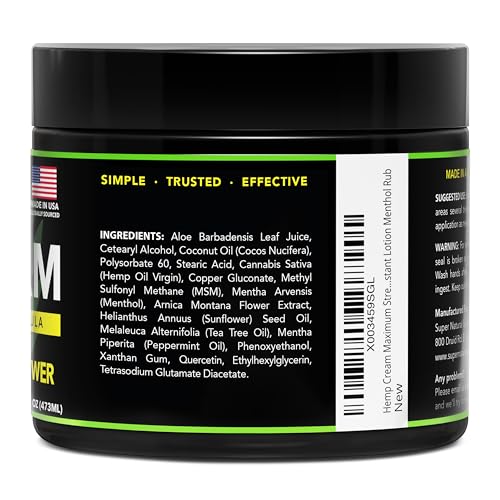 Super Natural Goods Hemp Cream with Hemp Oil, Turmeric, Arnica & Menthol – Botanical Cream with a Cooling Sensation for Localized Application (16oz) Super Natural Goods buy supplements canada