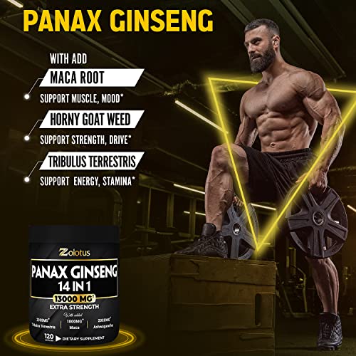 Premium Panax Ginseng 14 in 1, 13X Potency, High Strength Capsules with Horny Goat Weed Zolotus buy supplements canada