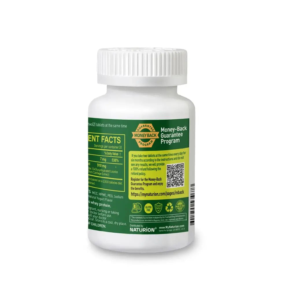 NATURION H. Pylori Support - Digestive Health Supplement with G-FOS Blend, Whey Protein, Licorice, Mastic Gum, Vitamin U, and Vitamin B2 - Stomach Comfort & Gut Balance - 60 Tablets, 30 Day Supply NATURION buy supplements canada