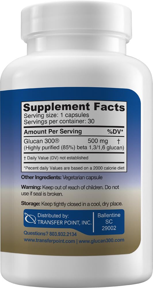 Transfer Point Immune Support Supplement Highly Purified Beta Glucan 500 mg per Capsule (b-glucan Fiber) (Pack of 1) Transfer Point buy supplements canada