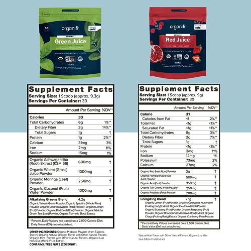 Organifi Green Juice and Red Juice Bundle - 30 Day Supply - Delicious, Refreshing Organic Organifi buy supplements canada