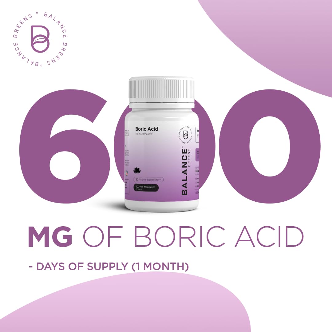 Boric Acid Suppositories for Women 600 mg - 30 Vaginal Use Capsules - ph Balance Pills, Odor Control Balancebreens buy supplements canada