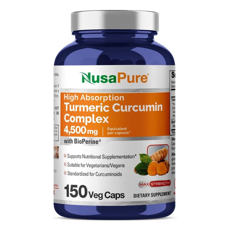 NusaPure Turmeric Curcumin Complex 4,500mg per caps, 150 caps, Non-GMO, Gluten-Free, & Bioperine NusaPure buy supplements canada