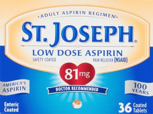 St. Joseph Aspirin Pain Reliever (NSAID) 81mg, Enteric Safety Coated, Adult Low Dose Regimen, 36 ct St. Joseph buy supplements canada