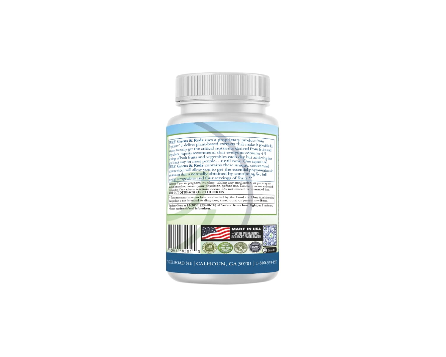 PURE® Greens & Reds Capsules - 30 Servings - 9 Daily Servings of Fruits & Vegetables in 1 Capsule - PhytoServ® Superfood Blend with Broccoli, Kale & Berries - Plant-Based Phytonutrient Shield PURE buy supplements canada