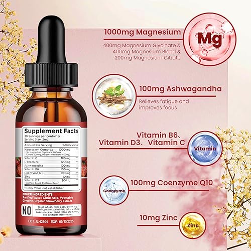 Triple Magnesium Complex Supplement, Magnesium Glycinate, Blend, Citrate Liquid Drops dilib buy supplements canada