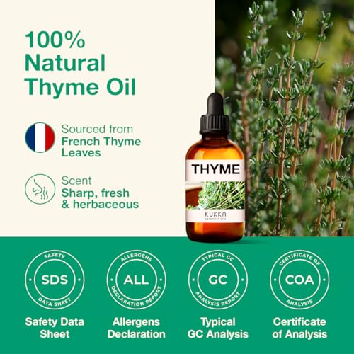 Kukka Thyme Essential Oil for Hair Thyme Oil for Skin - 100% Natural Thyme Essential Oil for Diffuser KUKKA essential oils buy supplements canada