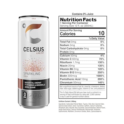 CELSIUS Sparkling Cola, Functional Essential Energy Drink 12 Fl Oz (Pack of 12) CELSIUS buy supplements canada