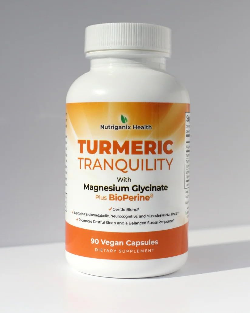 Turmeric Tranquility Turmeric Curcumin & Magnesium Glycinate with BioPerine – Support for Stress Relief, Sleep, Heart Health, Muscles, Metabolism, and Joint Health* - High Absorption - 90 Capsules (1) Nutriganix buy supplements canada