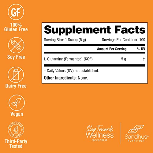 Sandhu's L-Glutamine - 100 Servings -Made in USA -500 Gram- Non-GMO- Amino Sandhu's buy supplements canada