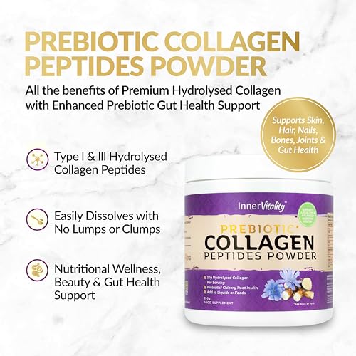 Prebiotic Collagen Powder - 390g Hydrolysed Bovine Collagen Peptides with Prebiotics for Gut Health & Skin Inner Vitality buy supplements canada
