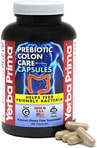 Yerba Prima Prebiotics Colon Care Fiber Caps, 180 Capsules - Five Forms of Fiber Plus FOS Yerba Prima buy supplements canada