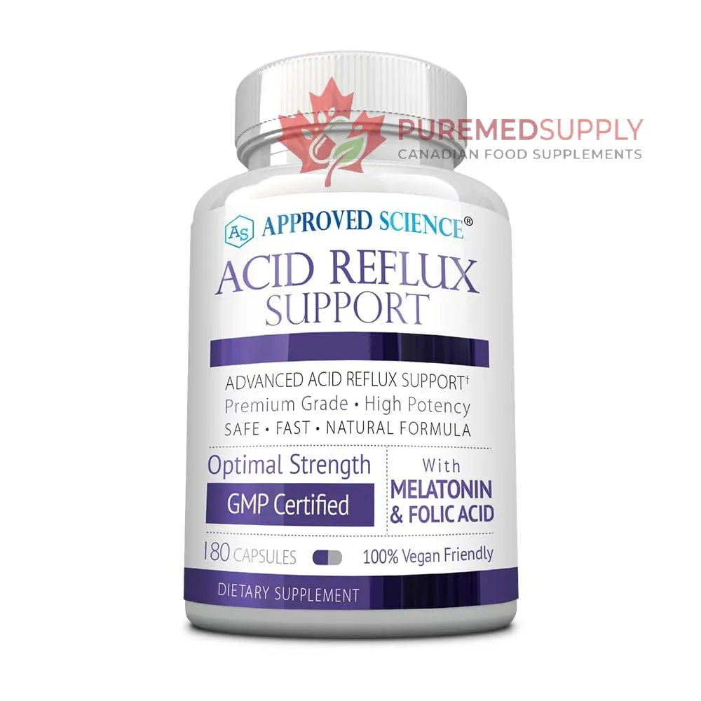 Approved Science® Acid Reflux Support - with Melatonin, Marshmallow Root, L-Taurine -180 Capsules - Vegan Approved Science buy supplements canada