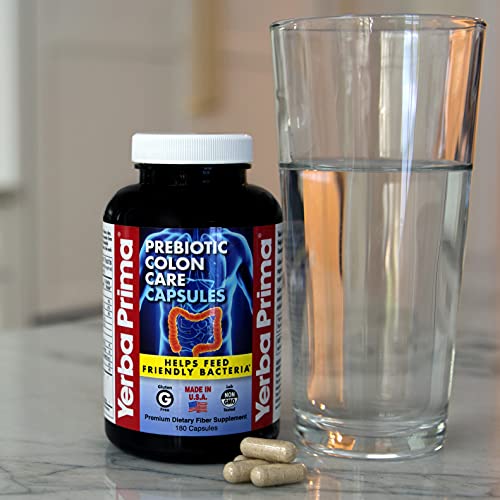 Yerba Prima Prebiotics Colon Care Fiber Caps, 180 Capsules - Five Forms of Fiber Plus FOS Yerba Prima buy supplements canada