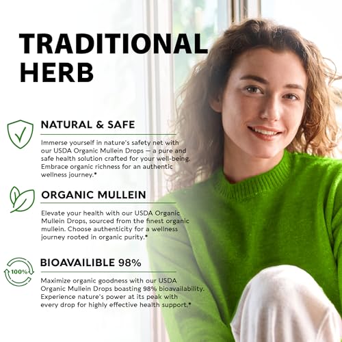 USDA Organic Mullein Drops for Lungs - Mullein Leaf Extract Supplement - Made in USA NUTRAHARMONY buy supplements canada