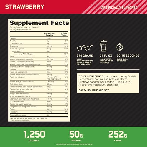Optimum Nutrition Serious Mass Weight Gainer Protein Powder, Vitamin C, Zinc and Vitamin Optimum Nutrition buy supplements canada