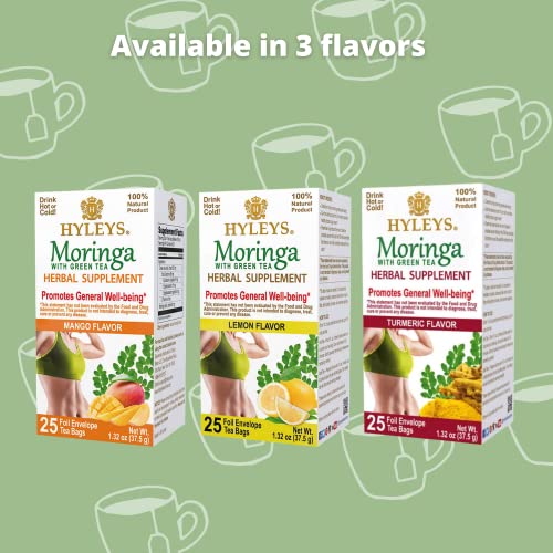 Hyleys Tea Moringa Oleifera with Mango Flavor - 50 Tea Bags (6 Pack - 300 Tea Bags total) (Miracle Tree Tea) HYLEYS buy supplements canada