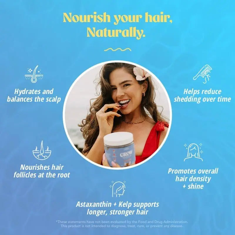 Akasha Superfoods Grow Hair & Beauty Gummies, Supplement with Zinc, Vitamin E, Astaxanthin, Kelp, & Pumpkin Seed, Plant Based Gummies for Women & Men Akasha Superfoods buy supplements canada