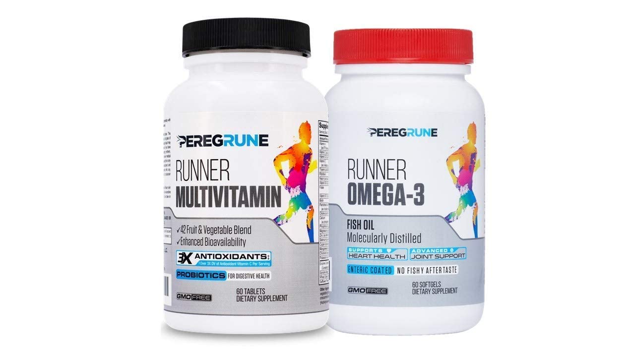 PEREGRUNE Runner Multivitamin & Omega 3 Bundle (1 Month Supply) | Antioxidants for Health & Recovery | Vitamin B Complex for Endurance, Energy, VO2 Max | Joints & Heart: 1,000mg Fish Oil PEREGRUNE buy supplements canada