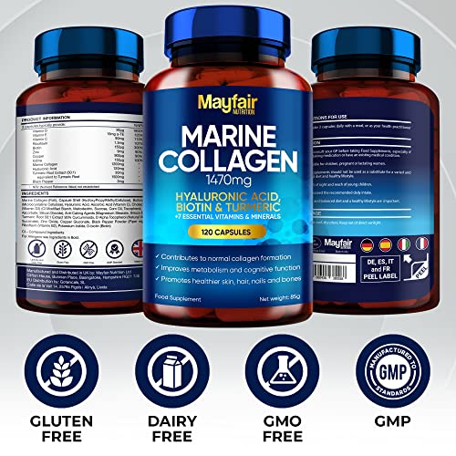 Mayfair Nutrition Marine Collagen 120 High Strength Capsules 1470mg Complex with Hyaluronic Acid Mayfair Nutrition buy supplements canada