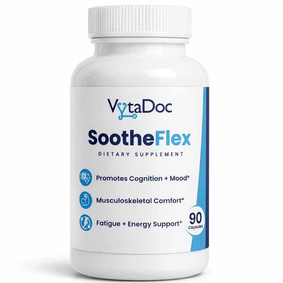 VytaDoc SootheFlex Joint, Energy & Mood Support for Women | Turmeric 900mg, Ferrochel® Iron, Magnesium Malate, Vitamin D3, Ginger, Selenium | 90 Capsules | Gentle Iron — Easy on Digestion VytaDoc buy supplements canada