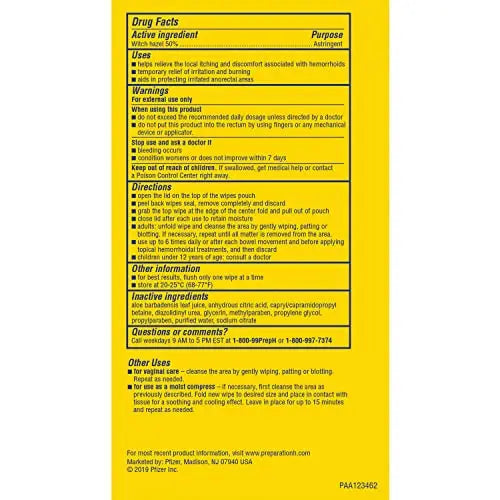 Preparation H Hemorrhoid Flushable Wipes with Witch Hazel for Skin Irritation Relief - 96 Count Preparation H buy supplements canada