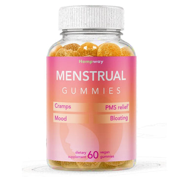 HEMPWAY Menstrual Gummies for Women May Help Support Bloating, Period Relief | Plant-Based | Cramp Bark, Magnesium, Chaste Berry | Vegan | Orange 60ct HEMPWAY buy supplements canada